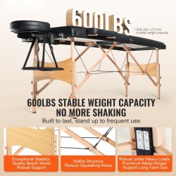 Hierontapöytä PVC-nahkainen 600 mm leveä 50 mm pehmuste korkeussäädettävä