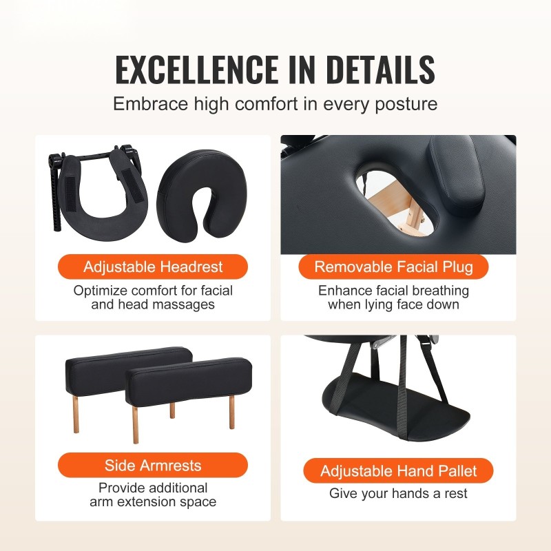 Hierontapöytä PVC-nahkainen 600 mm leveä 50 mm pehmuste korkeussäädettävä