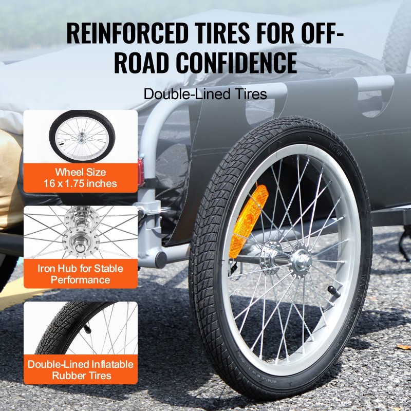 Pyörän tavaraperäkärry alumiiniseosrunko 45 kg kantavuus taittuva sopii 22–28 tuuman pyöriin