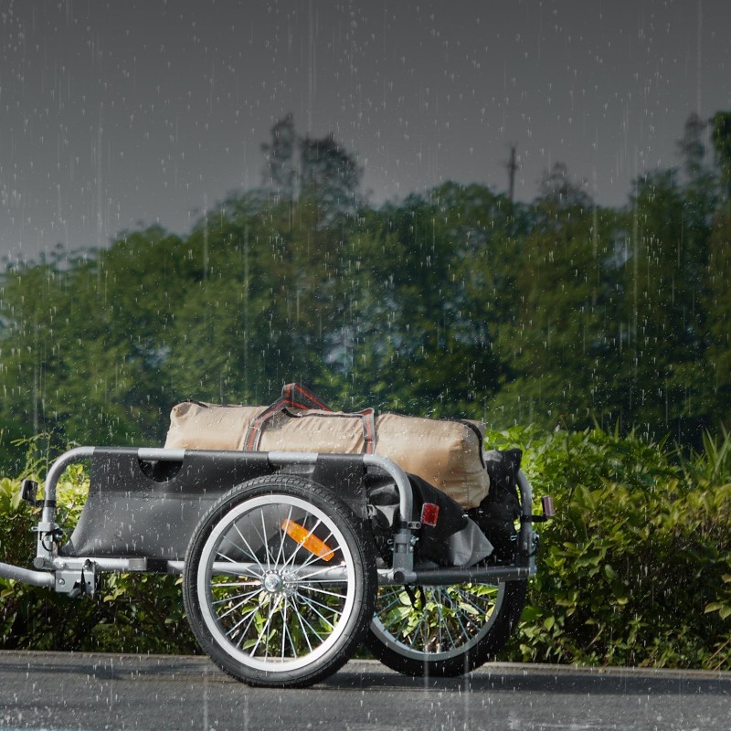 Pyörän tavaraperäkärry alumiiniseosrunko 45 kg kantavuus taittuva sopii 22–28 tuuman pyöriin