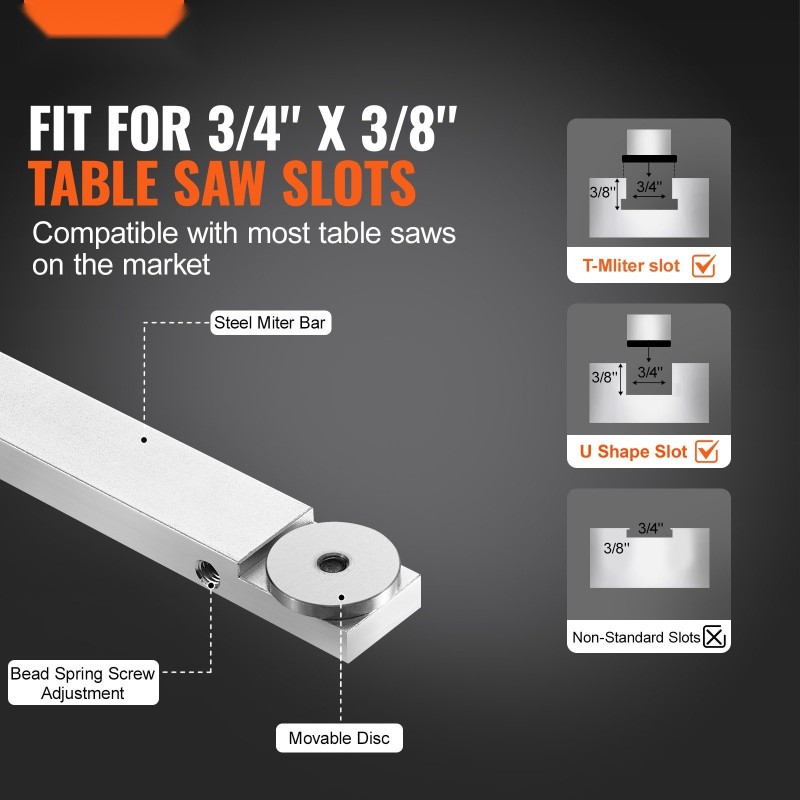 Jiiriura pöytäsahaan alumiiniseos 19x9,5mm ura 48–89cm ohjain 15 pysäytyspistettä