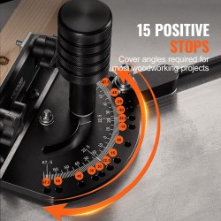 Jiiriohjain pöytäsahaan alumiiniseos standardiseen 19 x 9,5 mm uraan 15 pysäytyskulmaa