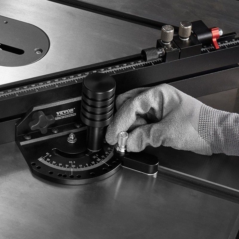 Jiiriohjain pöytäsahaan alumiiniseos standardiseen 19 x 9,5 mm uraan 15 pysäytyskulmaa