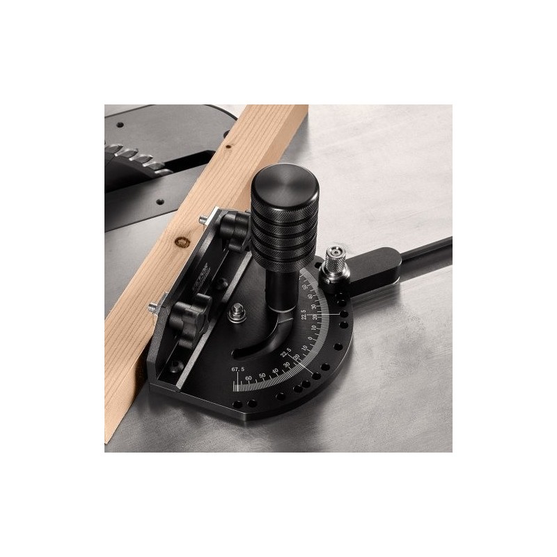 Pöytäsahan jiiri-ohjain alumiiniseos 19 x 9,5 mm vakiouriin 15 kulmapysäytystä