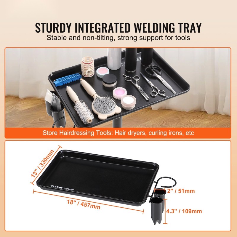 Rullaava salonkitarjovaunu kylmävalssattu teräs musta korkeussäädettävä 30–43 tuumaa 5 pyörää 2 lukittavaa