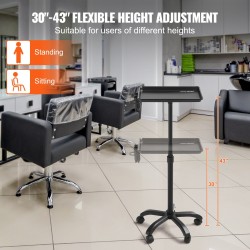 Rullaava salonkitarjovaunu kylmävalssattu teräs musta korkeussäädettävä 30–43 tuumaa 5 pyörää 2 lukittavaa