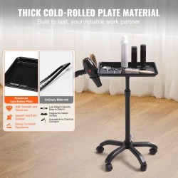 Rullaava salonkitarjovaunu kylmävalssattu teräs musta korkeussäädettävä 30–43 tuumaa 5 pyörää 2 lukittavaa