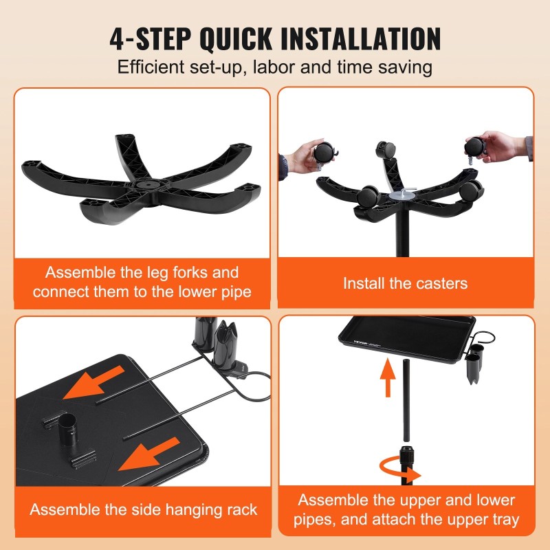 Rullaava salonkitarjovaunu kylmävalssattu teräs musta korkeussäädettävä 30–43 tuumaa 5 pyörää 2 lukittavaa