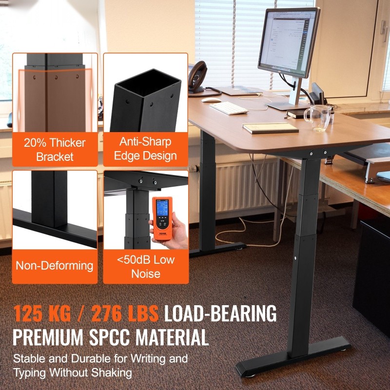 Sähköinen pöydänrunko istuma- ja seisomatyöpöydälle, kaksimoottorinen, kylmävalssattu hiiliteräs, 65–129 cm