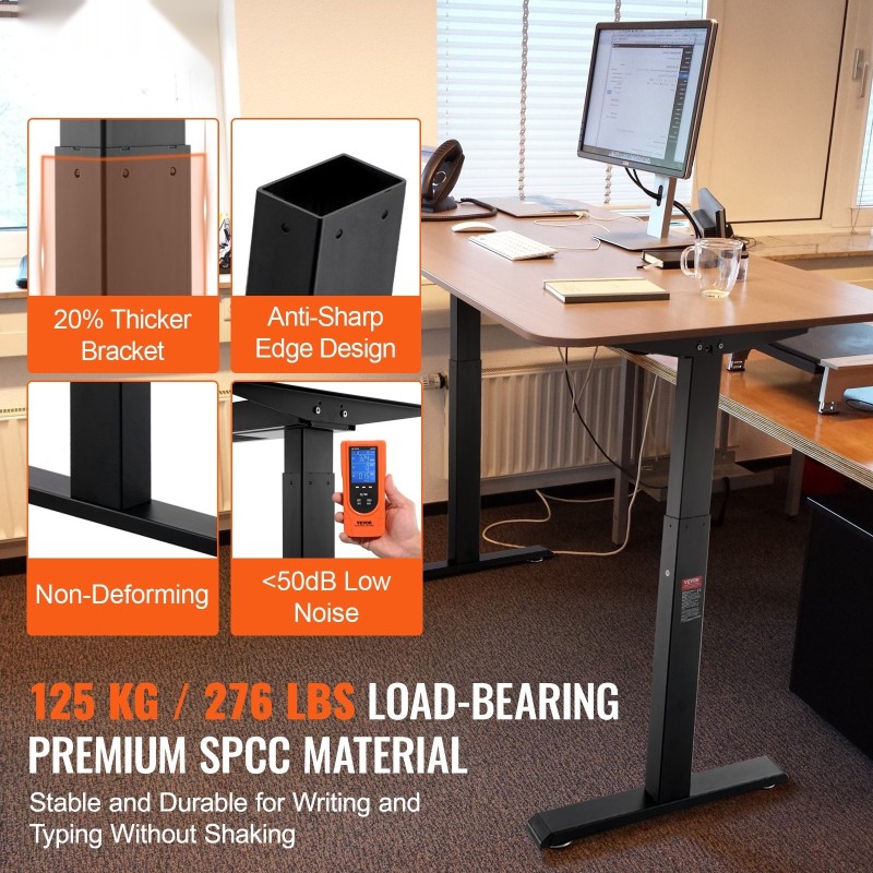 Sähköinen säädettävä pöytärunko kylmävalssattu hiiliteräs kahdella moottorilla 70–117 cm