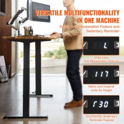 Sähkösäädettävä pöydänrunko teräs korkeus 70–117 cm leveys 90–135 cm seisomiseen ja istumiseen