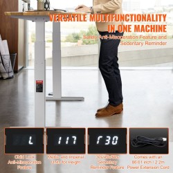 Sähköinen säädettävä työpöydän runko teräs kaksoismoottori 65–129 cm pituudensäätö 110–178 cm valkoinen