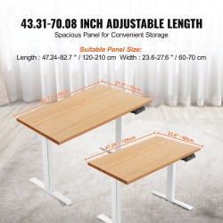 Sähkökäyttöinen kaksimoottorinen pöytärunko hiiliteräs 70–117 cm korkeus 110–178 cm pituus valkoinen