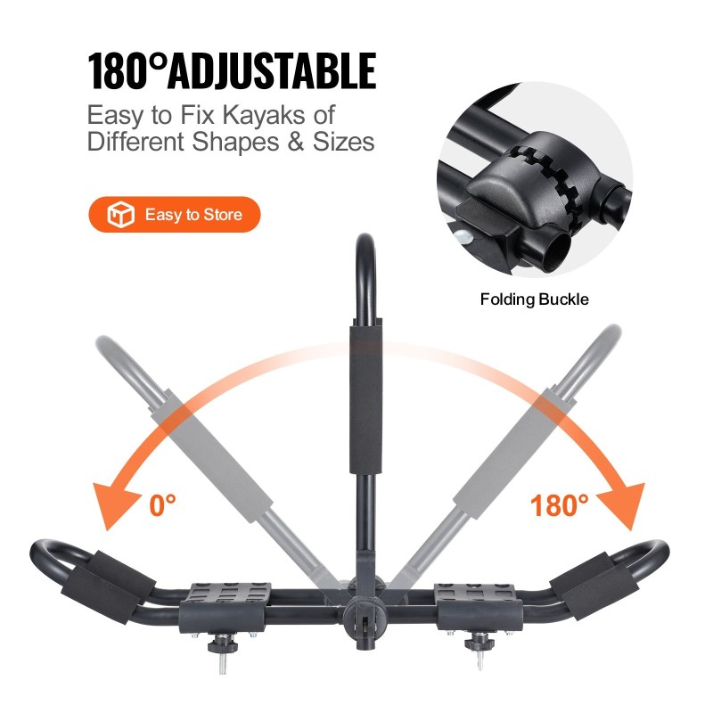 Kajakkiteline kattokaiteille seosterästä ja muovia 2 kpl taittuva kajakeille kanooteille SUP-laudoille