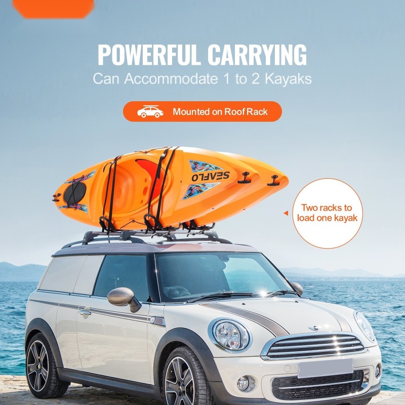 Kajakkiteline J-muotoinen seosteräs neljä telinettä kahdelle kajakille taittuva