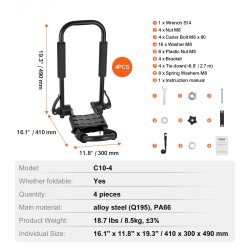 Kajakkiteline J-muotoinen seosteräs neljä telinettä kahdelle kajakille taittuva