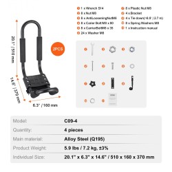 Kajakkiteline J-mallinen seosteräsrunko neljä kappaletta kahdelle kajakille auton kattokaiteisiin