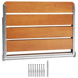 Seinään kiinnitettävä taitettava teak-puinen suihkuistuin 20,9×16 tuumaa 226,8 kg kantavuus