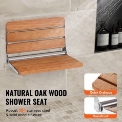 Seinään kiinnitettävä taittuva suihkuistuin täystammesta 40,9×34 cm 199,6 kg