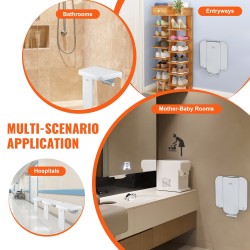 Suihkuistuin ABS-muovinen seinään kiinnitettävä taitettava 200 kg kantavuus