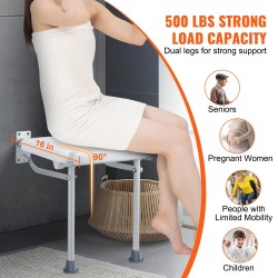 Taitettava seinään kiinnitettävä suihkuistuin PE-muovi 15,7 x 14,8 tuumaa 227 kg kantavuus