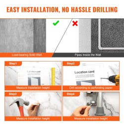 Taitettava seinään kiinnitettävä suihkuistuin PE-muovi 15,7 x 14,8 tuumaa 227 kg kantavuus