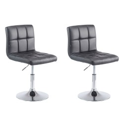 Palma V2 säädettävä baarituolipari keinonahkaa krominvärisellä rungolla