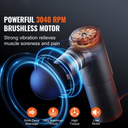 Käsikäyttöinen hierontavasara alumiiniseos 12V 2500mAh akulla 4 nopeustasoa 4 hierontapäätä syväkudoshierontaan