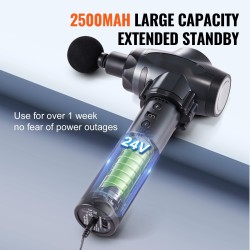 Käsikäyttöinen lihashuoltovasara ABS muovi 24V 2500mAh akku 9 nopeustasoa 6 hierontapäätä