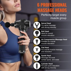 Käsikäyttöinen lihashuoltovasara ABS muovi 24V 2500mAh akku 9 nopeustasoa 6 hierontapäätä