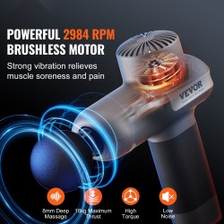 Kädessäpidettävä lihashierontavasara ABS-muovinen 5 nopeustasoa 6 hierontapäätä 2500mAh akku