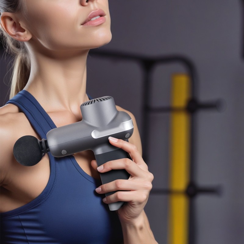 Kädessäpidettävä lihashierontavasara ABS-muovinen 5 nopeustasoa 6 hierontapäätä 2500mAh akku