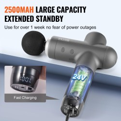 Syväkudoshierontapistooli 8 säädettävää nopeustasoa 6 vaihdettavaa hierontapäätä 24V 2500mAh akku kädessä pidettävä