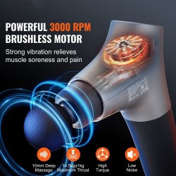 Käsikäyttöinen hierontavasara syväkudoshierontaan 10 mm iskusyvyys 6 nopeustasoa 12V 2500mAh akku