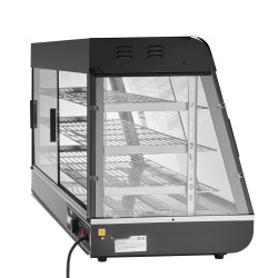 Lämpövitriini ruostumatonta terästä karkaistulla lasilla 180 l 3 tasoa höyrylämmitys