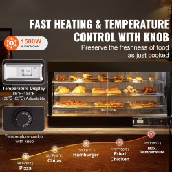 Lämpövitriini ruostumatonta terästä karkaistulla lasilla 180 l 3 tasoa höyrylämmitys