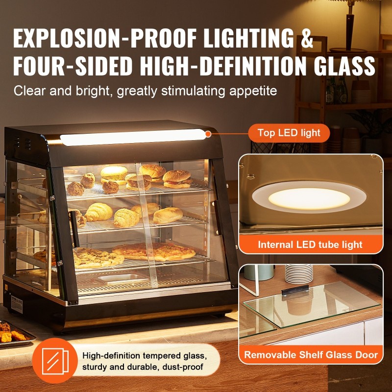 Lämpövitriini höyrylämmitteinen 3-tasoinen 111 l ruostumatonta terästä säädettävät hyllyt