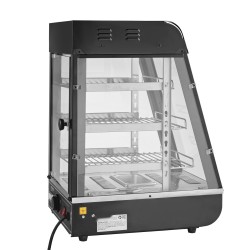 Kolmitasoinen lämpövitriini 57 l höyrylämmitys 1000 W ruostumatonta terästä ja karkaistua lasia