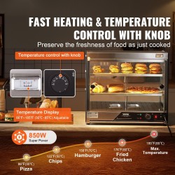 Kaupallinen lämpövitriini kaksitasoinen 111 l kapasiteetti höyrylämmitys karkaistu lasi lämpötila 30–85 celsiusastetta