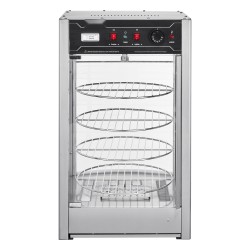 Lämpökaappi lasivitriinillä nelitasoinen 14 tuuman pizzoille lämpötilansäädöllä höyrylämmityksellä pyörivällä rakenteella