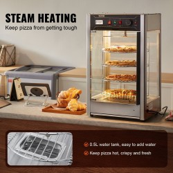 Lämpökaappi lasivitriinillä nelitasoinen 14 tuuman pizzoille lämpötilansäädöllä höyrylämmityksellä pyörivällä rakenteella