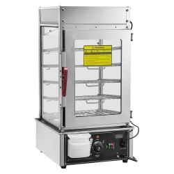 Vitriinilämmitin höyrytettyjen sämpylöiden 5-tasoinen ruostumaton teräs säädettävä 30–110 °C LED-valaistus