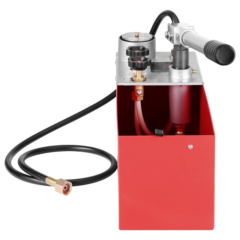 Hydraulinen manuaalinen painekoepumppu 10 litran vesisäiliöllä 25 barin maksimipaineella 1,4 metrin letkulla
