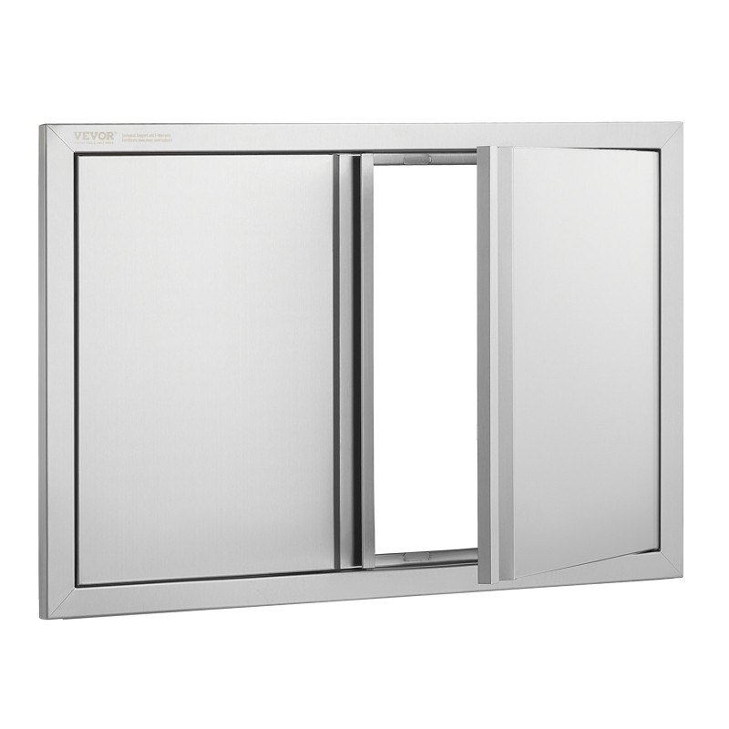 Kaksiosainen kaapin ovi ruostumatonta terästä upotetuilla vetimillä 710x482 mm ulkokeittiöön