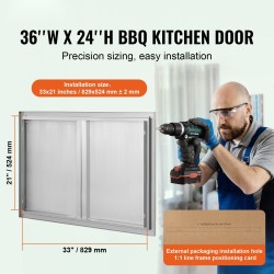 Seinään upotettava kaksiosainen ovipari ulkokeittiöön 914x610 mm ruostumaton teräs piilotetut vetimet