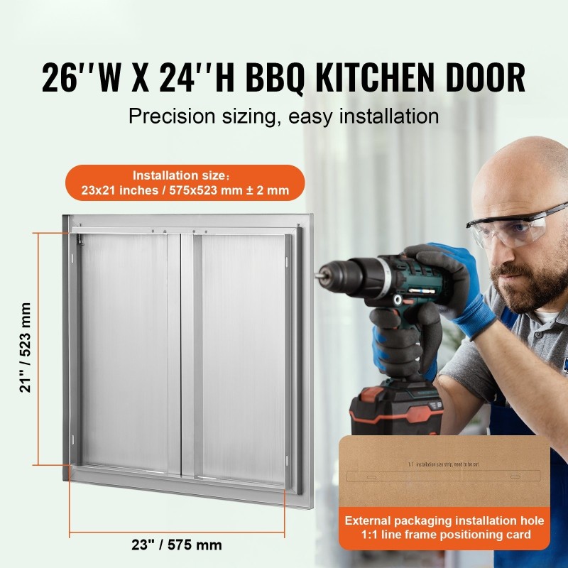 Kaksoisovi ruostumattomasta teräksestä 660x610 mm ulkokeittiöön upotetuilla kahvoilla