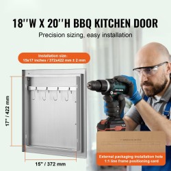 Upotettava ruostumaton teräs ulkokeittiön kaapin luukku kahvalla 457x508 mm