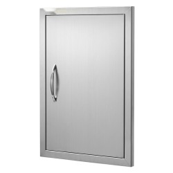 Ulkokeittiön seinään upotettava ruostumaton teräsovi 457x610 mm kahvalla