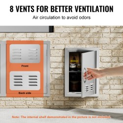 Ulkokeittiön huolto-ovi ruostumatonta terästä 356x508 mm yksiovinen kahvalla irrotettava