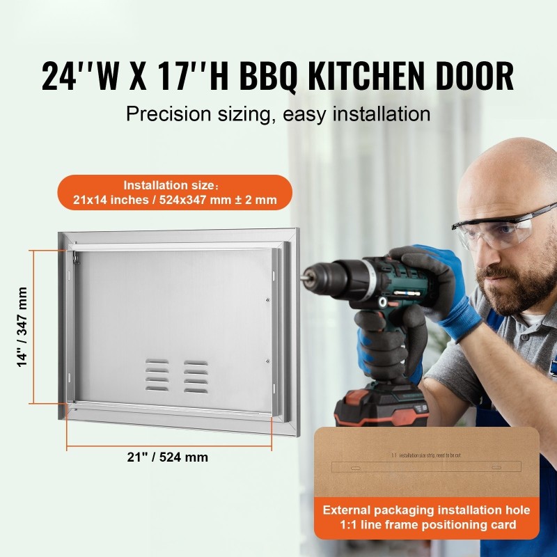 Teräsovi ulkokeittiöön ruostumattomasta teräksestä 610x432 mm yksiosainen saumaton kahvallinen